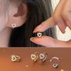 Shiny Heart Stud Earrings Sparkling Ear Buckle Luxury Rhinestone Hoop Earrings  Female