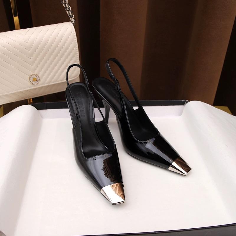 New Spring Street Style Back Strap Pumps Women Sexy Splicing Pointed Toe Elegant Thin Low Heels Mule Party Dress Shoes Sandal