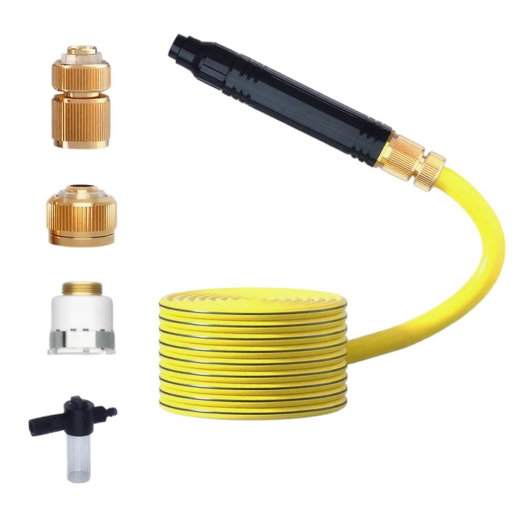 High Pressure Hose Nozzle Sprayer Set for Home Cleaning with Adjustable Water Flow and Multiple Connectors for Outdoor Use