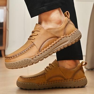 Fashion Men's Quality Leather Casual Fashion Brand Hand Sewn Thread Breathable Flat Oxford Shoes Comfortable Outdoor Walk Sneakers Shoes