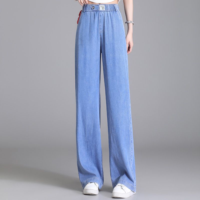 Summer High Waist Loose Fit Long Jeans Women Wide Leg Denim Pants Breathable Stretchy