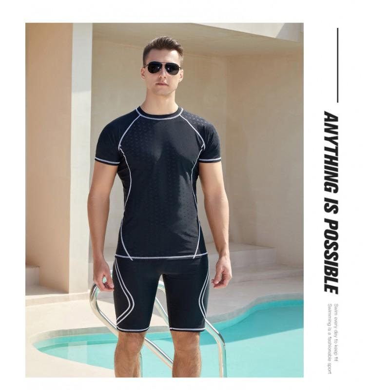 Mens Quick-Dry Breathable Swim Trunks With Shark Skin Texture Compression Fit Surfing Snorkeling Swimming
