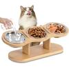 Kleiner Bambus-Haustiernapfständer - Ergonomischer Futterspender für Katzen und Hunde
