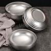 Vintage Korean Style Cold Noodle Bowl Stainless Steel Double Layer Anti Scald Ramen Large Soup Bowl River Snail Rice Noodle Tray