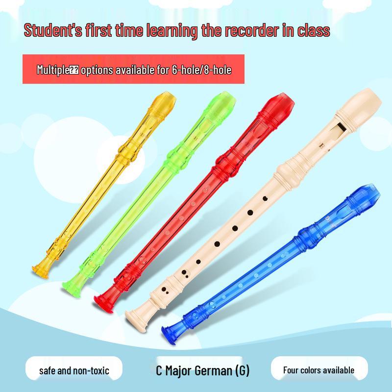 DHS Transparent German Style Soprano Recorder, 8-Hole for Beginners