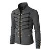 Men Gothic Jacket Embroidered Buttons Stand Collar Rock Frock Coat Vintage Punk Slim Fit Outwear Cosplay Costume