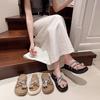 Premium sandals women's new summer fashion rhinestone butterfly toe thick-soled cool slippers