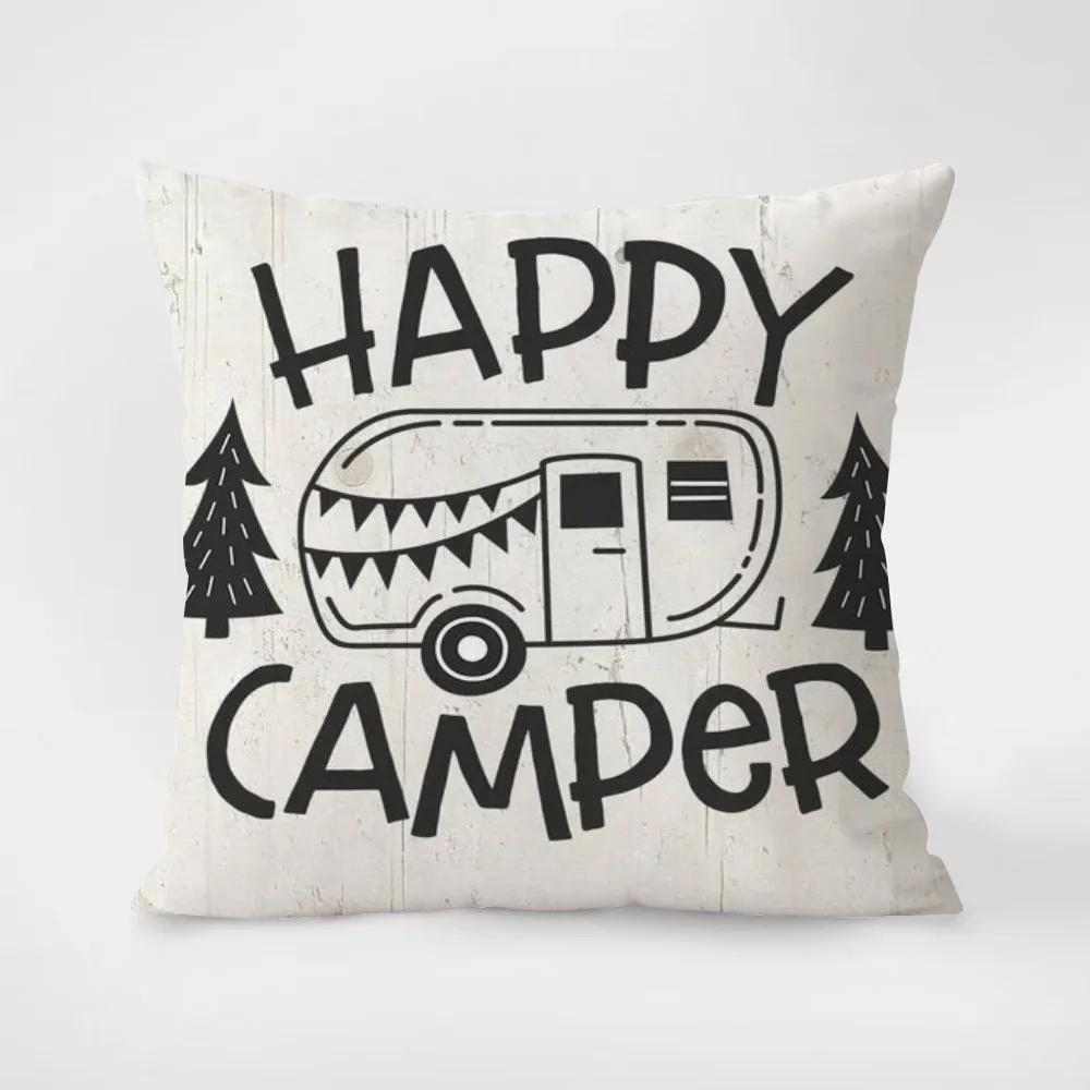 Happy Camping Pillowcase 45*45 Decorative Cushions For Sofa Pillowcases 40X40 Cushion Cover 40*40 Lounge Chairs Pillow Hugs Body