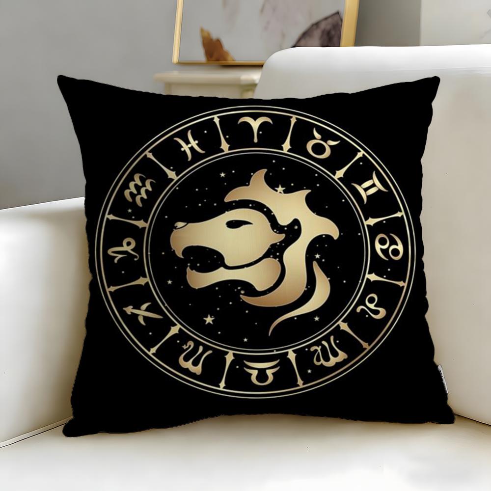 classic theme Twelve Constellation Cushion Cover Soft & Easy-Wash Pillow Case – Versatile for Couch, Bed, Travel and Office