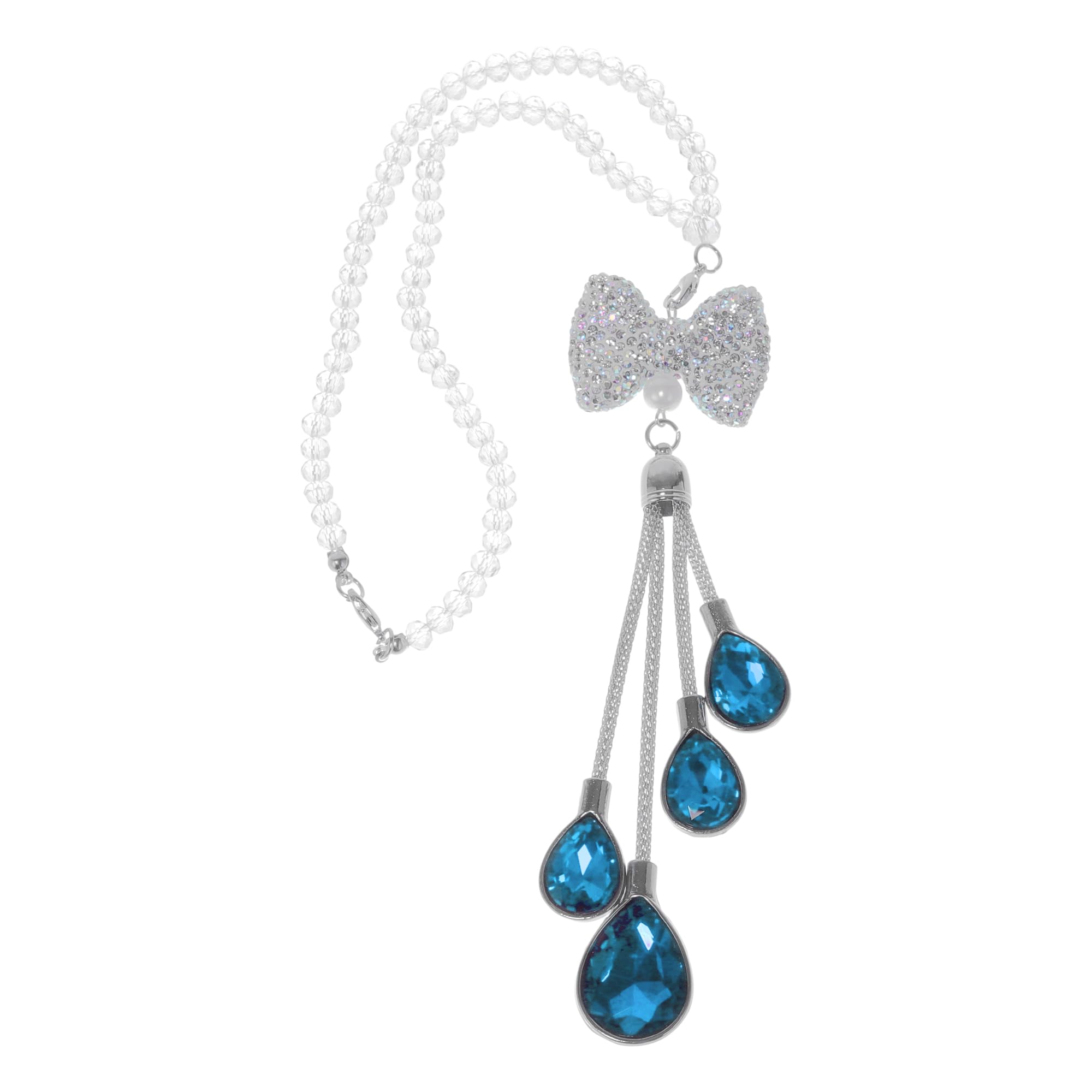 

Partuto 1pcs Artificial Crystal Ribbon Droplets Car Rear View Mirror Pendant Accessories Car Hanging Ornament Lake Blue