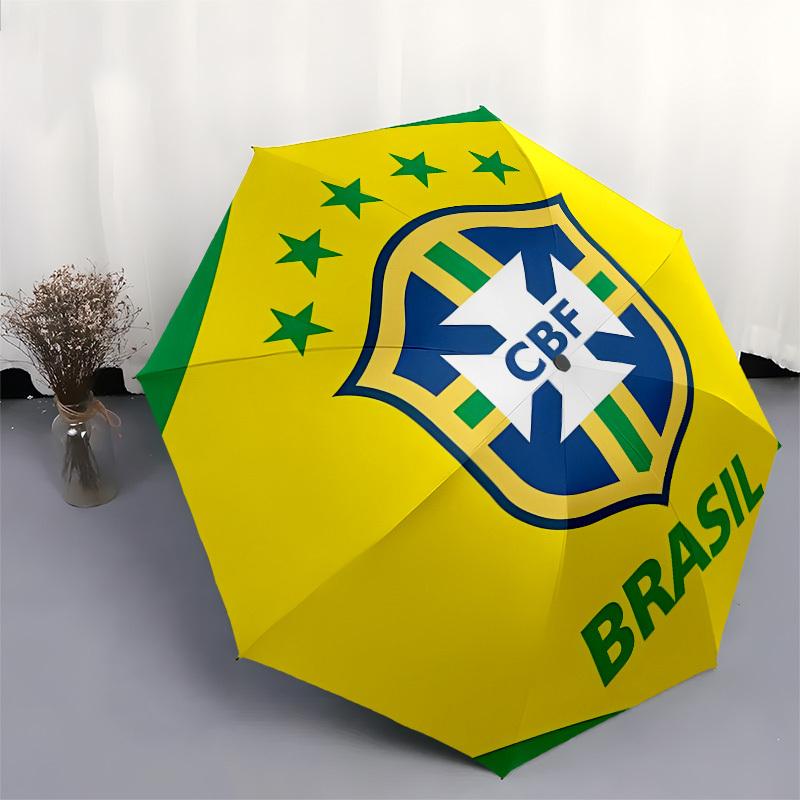 Brazilian Football Confederation, CBF Shield Automatic Opening and Closing, 8 rib Structure Portable Umbrella, Suitable for Men and Women in
