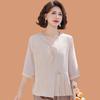 Elegant Chiffon Seven-Sleeve Top for Mom - Dignified & Stylish Summer Wear for Middle-Aged & Elderly Women