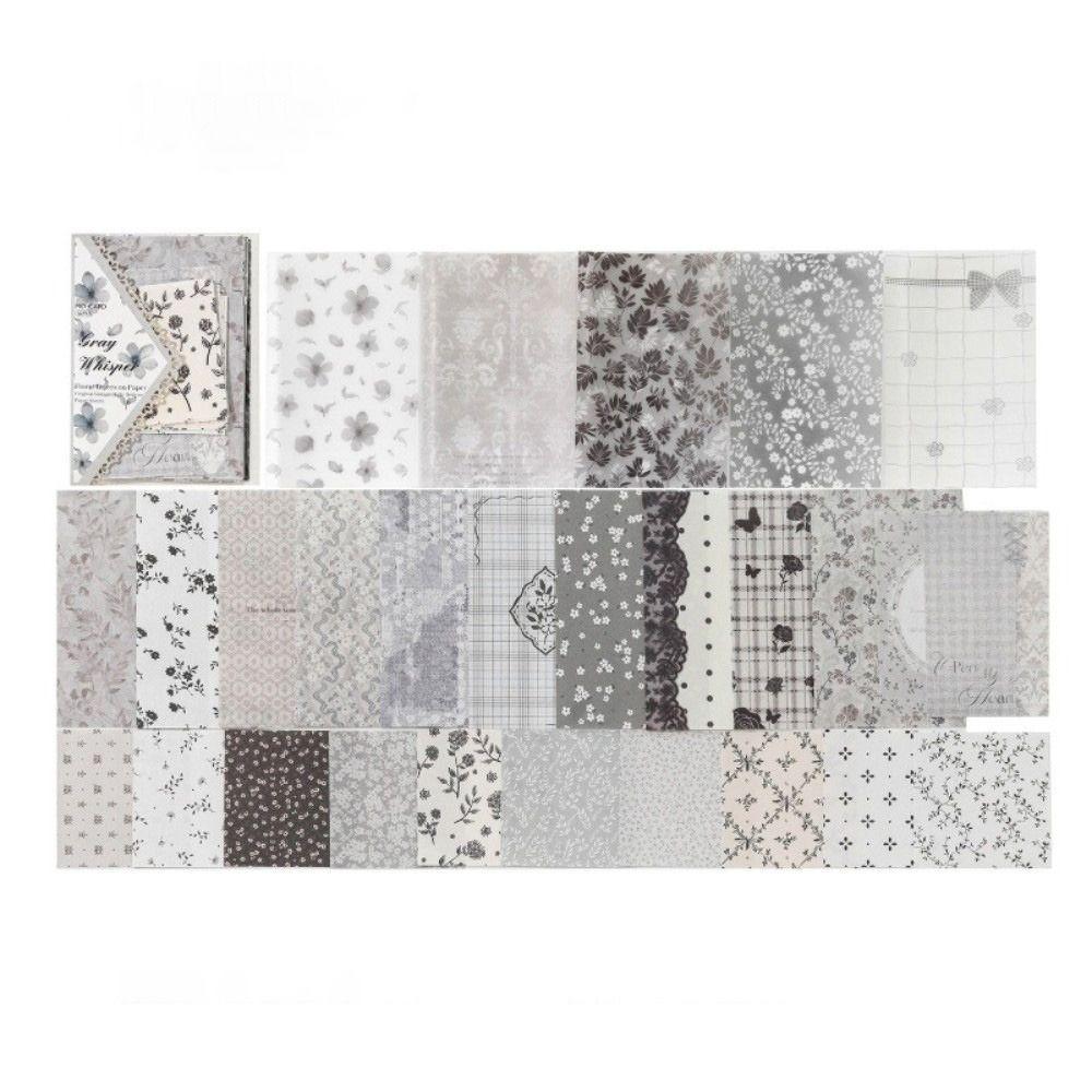 

52Pcs Multi Style Flower Journaling Scrapbooking Paper Retro Decorative Sweet Supply Scrapbook Material Papers серый