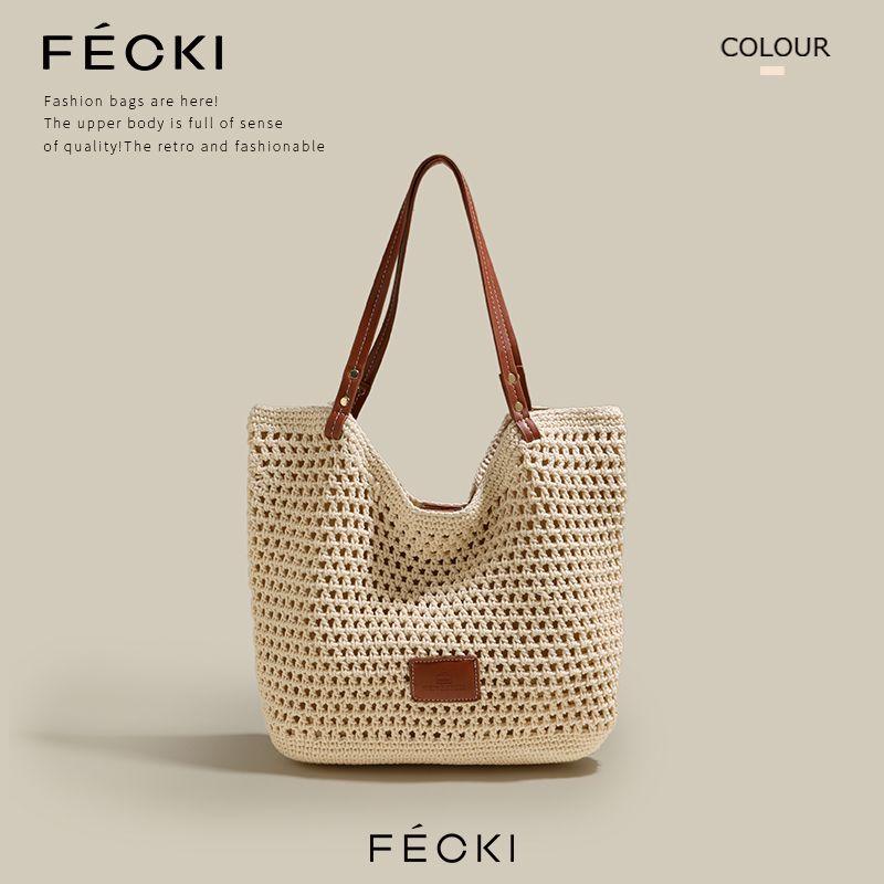 

Fecki Summer Cut Out Seaside Shoulder Straw-Weaved Bag Beige(Collection plus purchase gift bag)