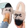 Scarpe Basse Pellicciose Stile Coreano da Donna, Mocassini Slip-On Punta Tonda con Fiocco, Scarpe Invernali Foderate in Peluche Multicolore