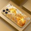 Premium Electroplated Glass Phone Case for iPhone 17 16 15 14 13 12 11pm Pro Plus. Gold Sunburst Texture for a Luxurious Finish.