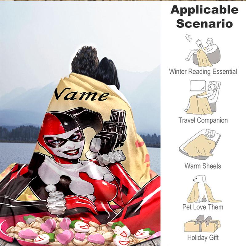 Custom Name Harley Card Blanket Lightweight Ideal Bedding Blanket Perfect for Travel, Camping, Living Rooms, Sofas, Christmas gift