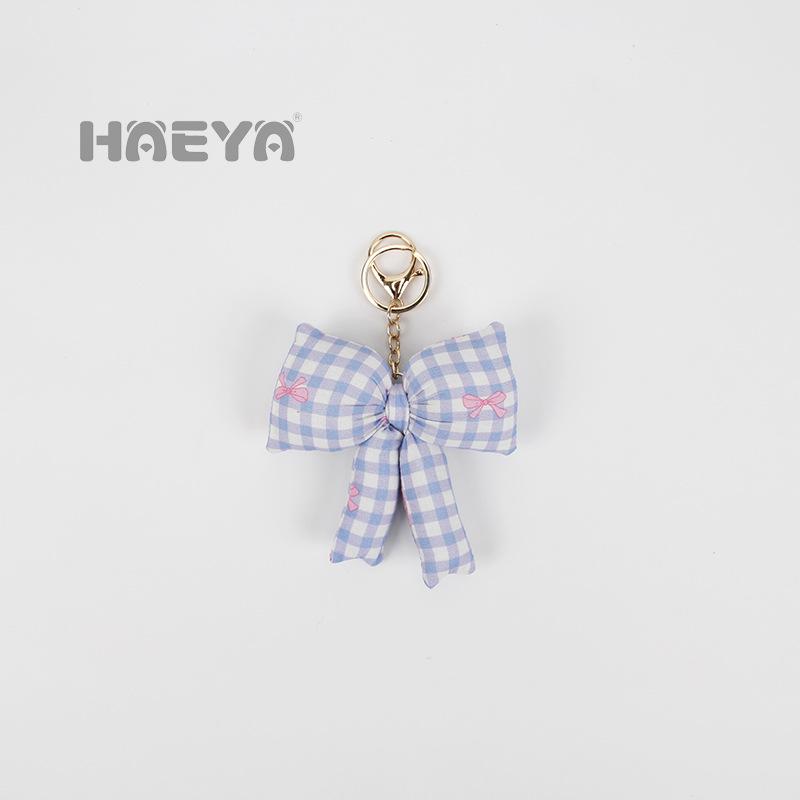 Korean Plaid Bow Keyring Doll Bag Charm Ornament