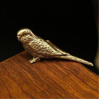 Ornement Perroquet en Laiton Massif Oiseau Métal Vintage Ornement Animal de Compagnie à Thé Décoration de Bureau Oiseau Antique Artisanat Ornement Décoration de Maison