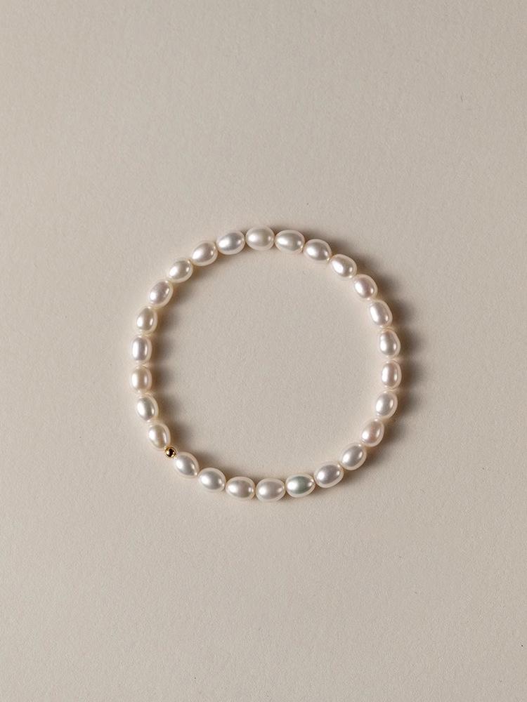 2025 Summer Women s Freshwater Pearl Elastic Bracelet – Simple, Fashionable, Versatile, Retro Style. 14cm