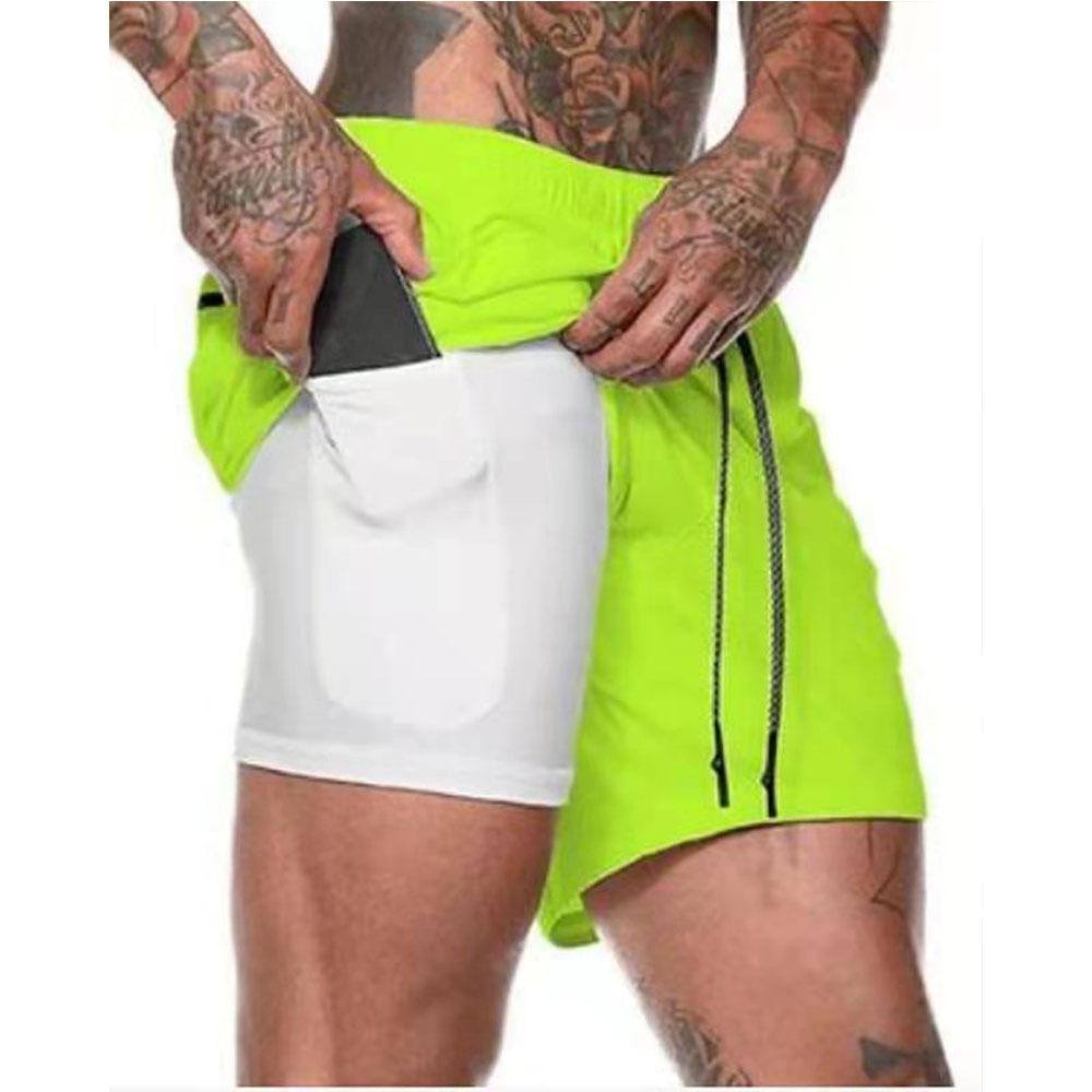Sportshorts Mannen Sportkleding Dubbellaags Hardloopshorts Strandbroek Zomer Sportschool Fitness Training Jogging Korte Broeken