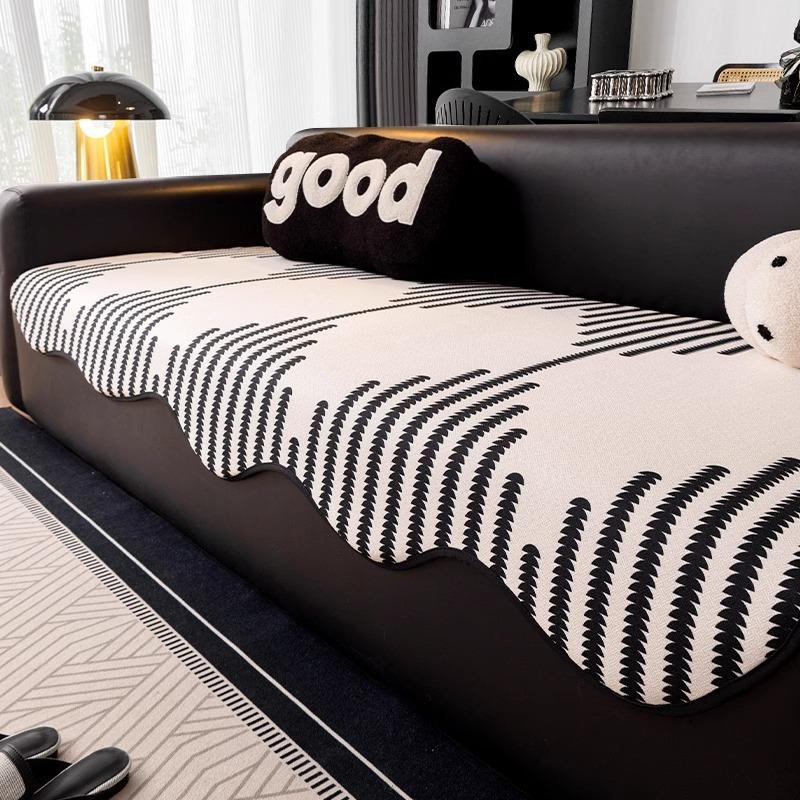 Special-Shaped Chenille Sofa Cover Pad New Light Luxury One-Piece Straight Non-Slip Leather Sofa Special Cover Seat Cushion