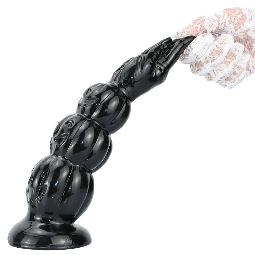 Black PVC Anal Masturbator Set Butt Plug Anal Beads Dildo for Men Women