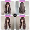 Brown Pink Bangs Wig 26 Inch Fiber Synthetic Wigs Heat-resistant Natural Party or Selfie For Women Korean Fashion