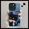 Autumn and winter leather pattern Apple 11promax new mobile phone case 11 cute black cat iphone11pro protective case 11