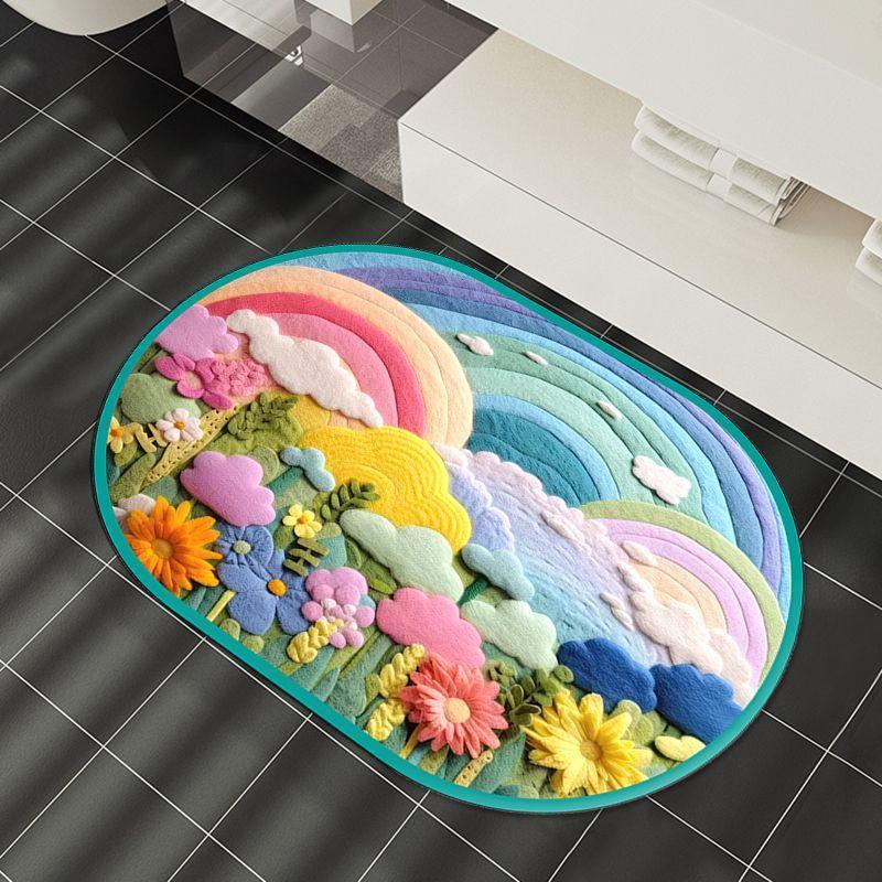 Ins Wind 3D Rainbow Diatom Mud Floor Mat Shower Room Water-Absorbing Quick-Drying Floor Mat Household Non-Slip And Dirt-Resistant Bathroom Floor Mat