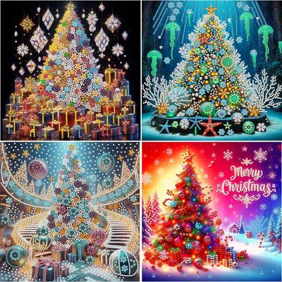 Christmas Tree Special Shape Partial Drill Dimond Art Paintings for Home Wall Decor Crystal Rhinestones Diamond Painting 30x30cm