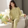 Pure cotton women's pajamas, long-sleeved trousers, cardigan, loose large-size loungewear, women's spring and autumn models can be worn out.