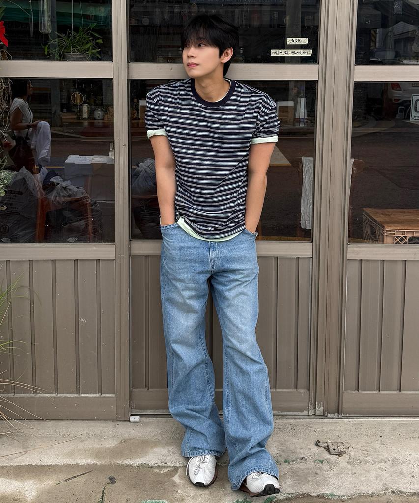 MINDBRIDGE [On] Multi-Stripe Crop Short Sleeve T-Shirt - 2 Colors