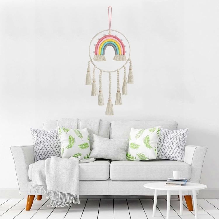Dormitory Wall Window Handwoven Tassels Sky Rainbow Supplies for Home Office