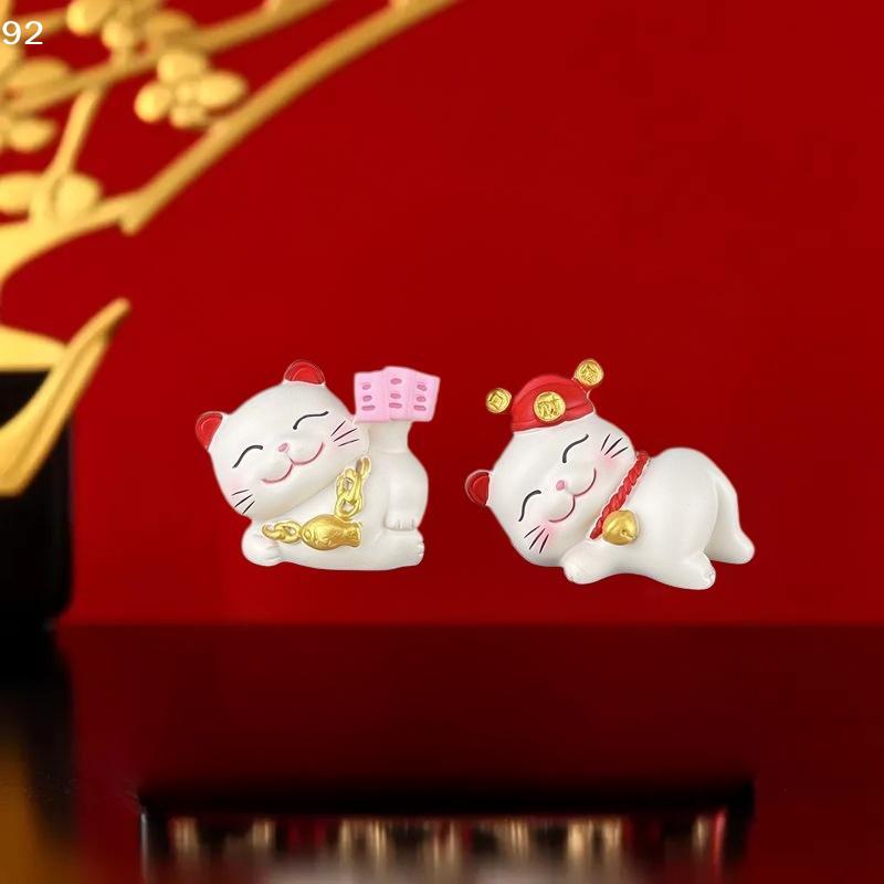 Cute Lucky Cat Sculpture, Wealthy Office Table Ornament, Suitable for Gaming Space & Car, Chinese New Year Gift, 1/2/4Pcs