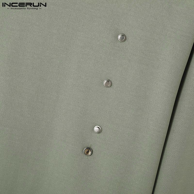 INCERUN Men Spring Autumn Round Neck Long Sleeve Buttons Pullovers Tops