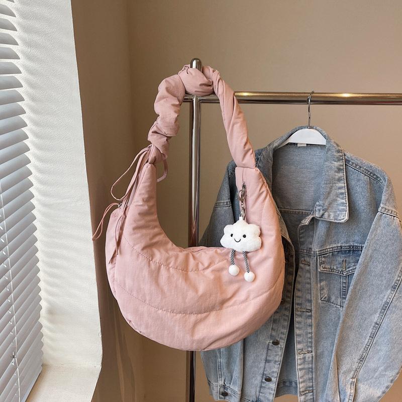 Dumpling Bag Women'S Large Capacity Lightweight Simple Messenger Bag Commuter Fashion Shoulder Bag Nylon Canvas Bag