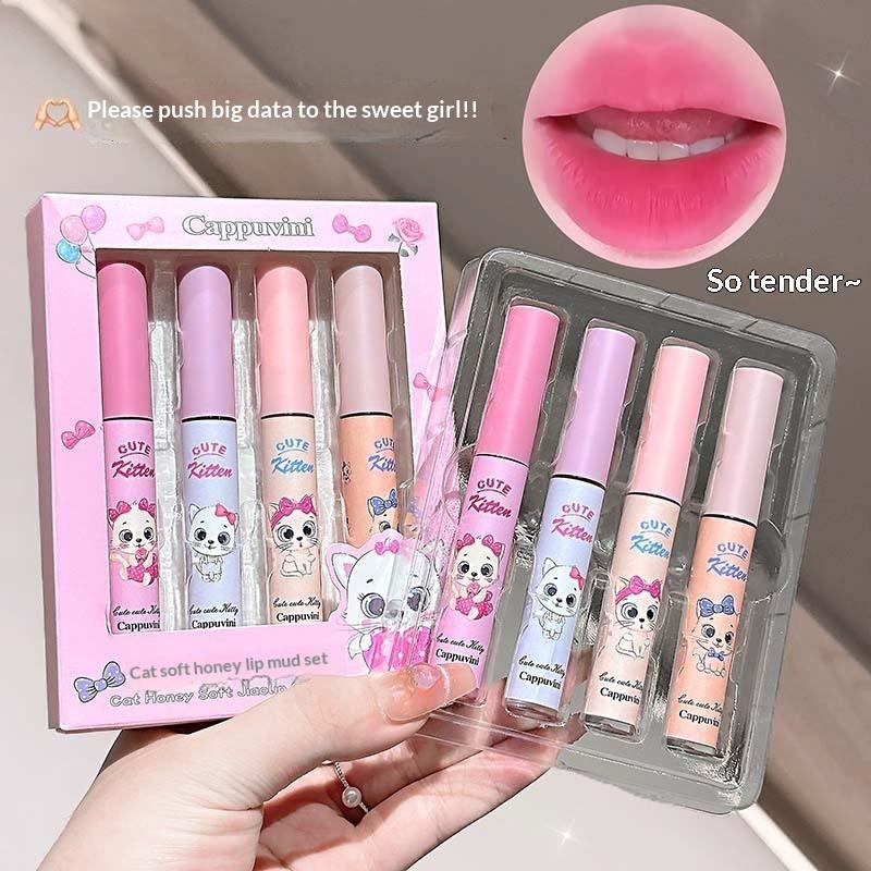 Cappuvini 4 Pcs Lip Gloss Gift Set Velvet-Touch Hydrating Lip Lacquer Glass Shine & Juicy Universally Flattering & Moisturizing