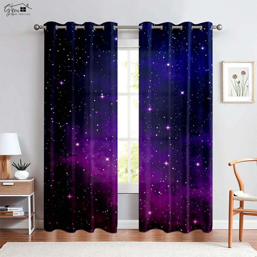 Bedroom Living Room Space Study Atmosphere Draperies for Cartoon Style Planet Starry Sky 3d Print Draperies 100 % Polyester Suitable Perfect ideal