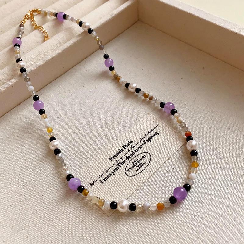 Gold-Plated Natural Pearl Necklace: Elegant Clavicle Chain with Retro High-End Style for Women