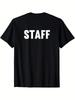 Personal-Uniform-T-Shirt für Damen & Herren - Schwarz mit weißem Personal-Schriftzug-Print, Kurzarm, Rundhalsausschnitt, Lässiges & Professionelles Arbeitshemd, Ganzjahres-Komf