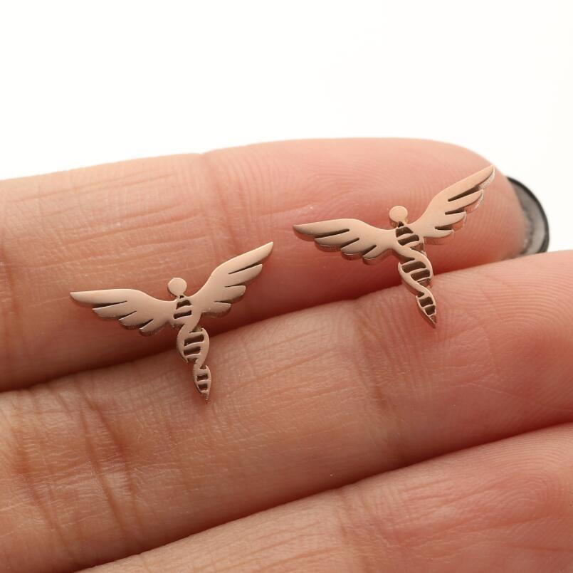 Mini Stainless Steel Cartoon Animal Earrings - Kitten, Deer, Snake, Bee Designs
