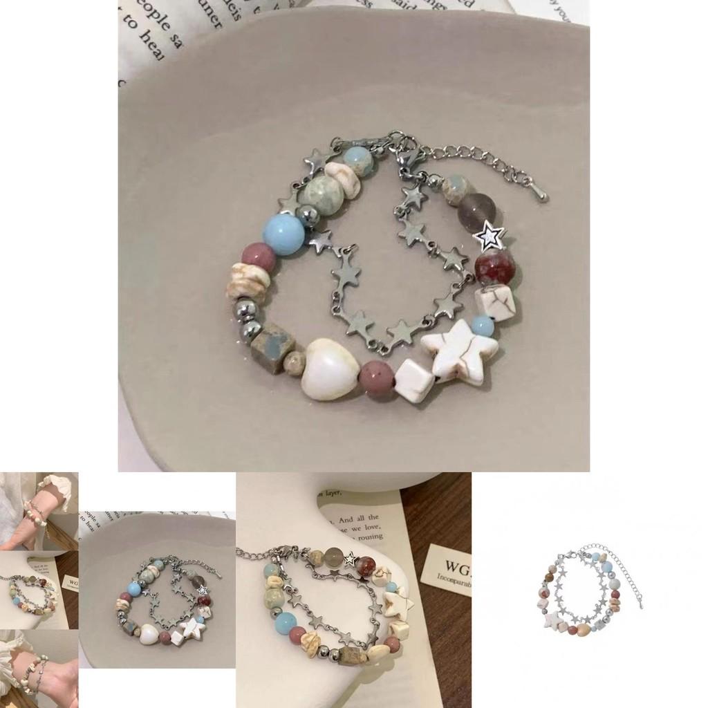 Chic Double Layer Beaded Bracelet For Women Unique Star Design Jewelry