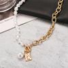 Fashion Chain Pearl Necklace for Women Baroque Pearl Metal Charm Pendant Necklaces Choker Snake Chain Jewelry Gold Silver Color
