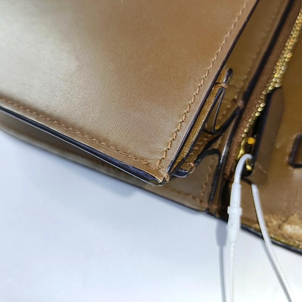 [Brugt] Klassisk Boks Guld Spænde Poleret Kalveskind Tofu Firkantet Crossbody Skuldertaske Mellem - Rimelig #1PD4JS8