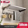 Danle Wall-Mounted Foldable Bathroom Shelf with Towel Bar