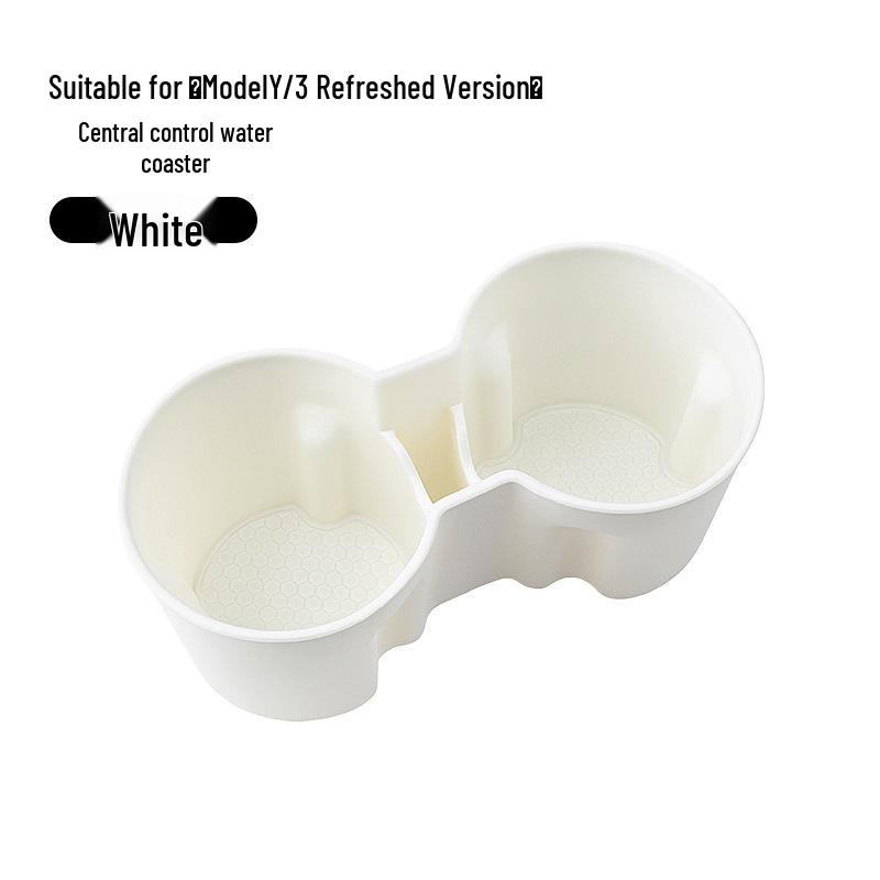 Tesla Car Center Console Silicone Coaster & Wireless Charger Cup Holder Storage Box