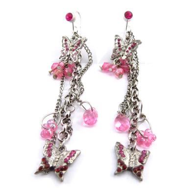 [J7112] - Red 'Butterflies' Designer Earrings