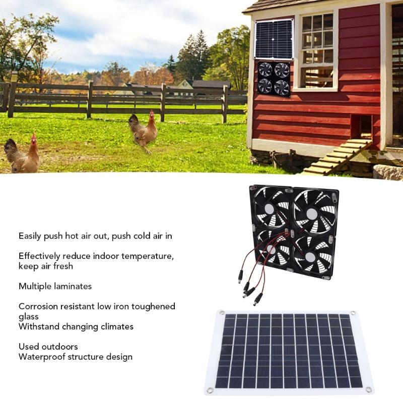 14inch Solar Exhaust Fan Solar Power Controller Solar Panel Powered Fan Ventilation Fan for Dog Kennel Chicken House