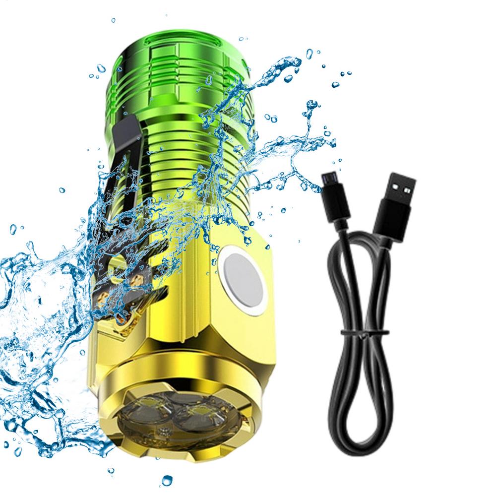 Mini LED Flashlight Rechargeable Bright Waterproof Light Work Flashlight With Clip And Magnetic Base For Camping Hiking Running